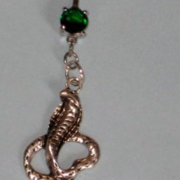 *5/35* KING COBRA EMERALD GREEN 14G BELLY RING - Picture 2 of 4